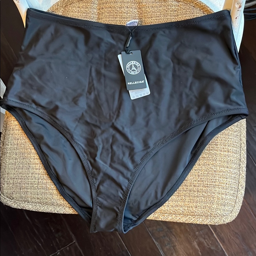Relicose Black High-Waisted Swim Bottoms